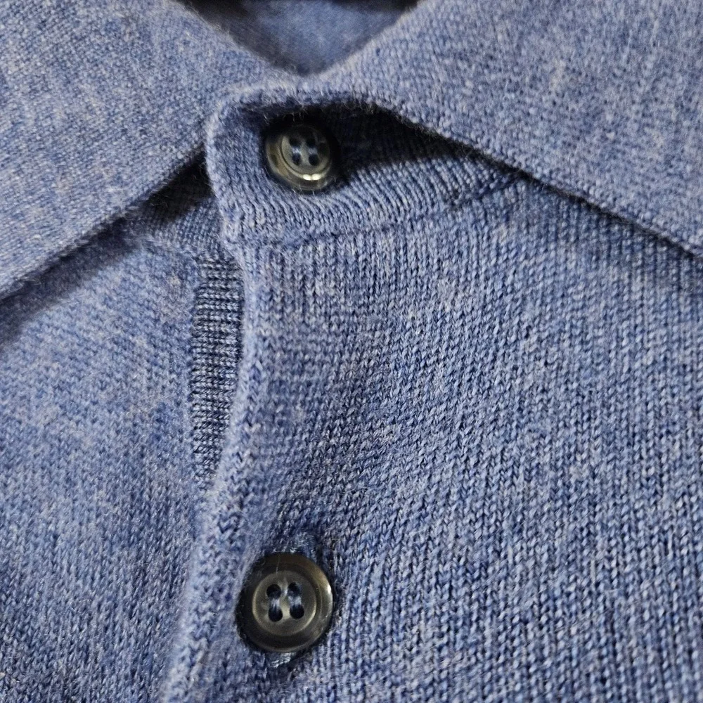 MURANO‎ 100% Merino Wool Sweater Mens 2XLT Blue Polo Long Sleeve Australia